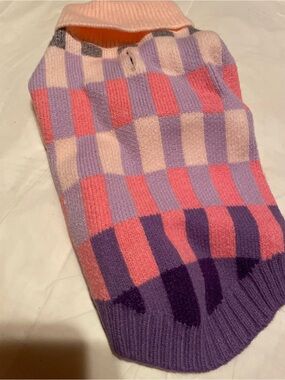 New, Checked Pink & Purple Dog Sweater - Cozy Knit Pet Pullover